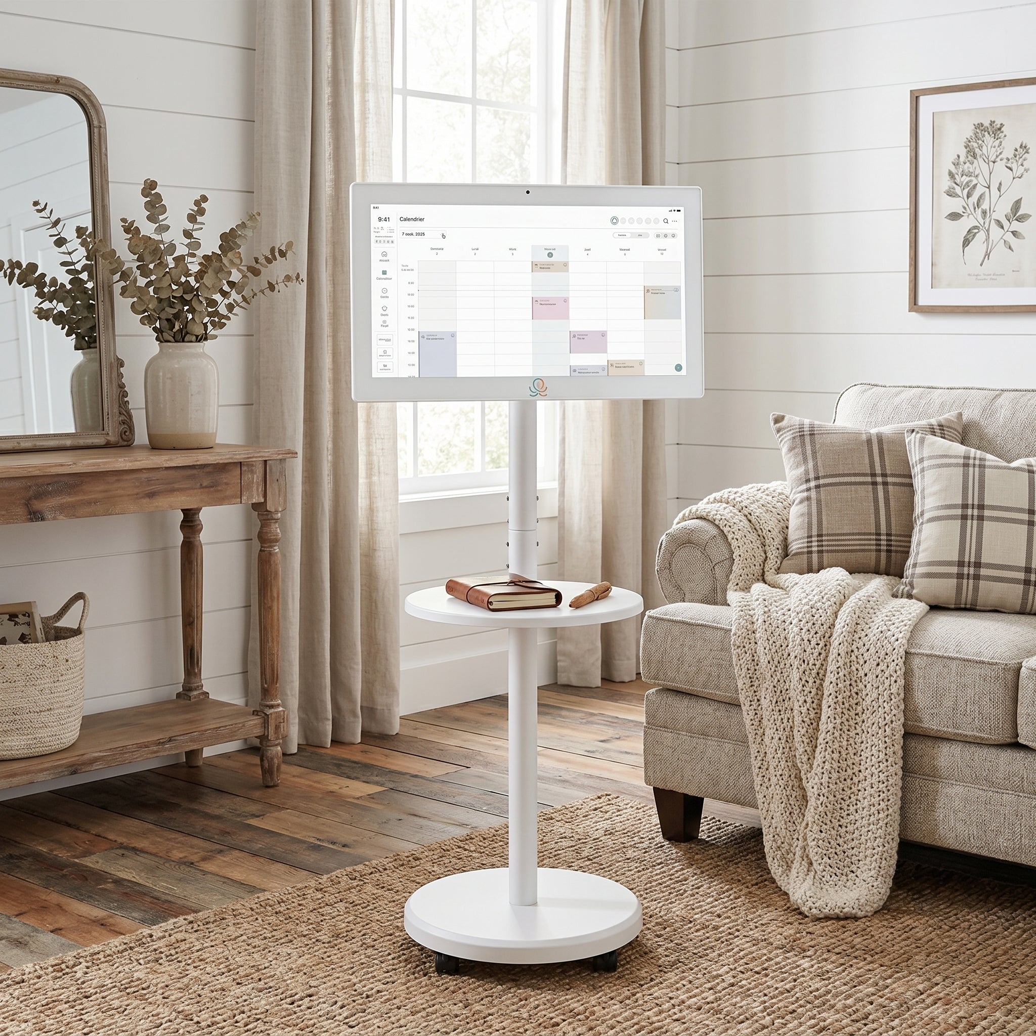 Support mobile sur roulettes pour Octave Station, orientable (portrait/paysage), disponible avec tablette,