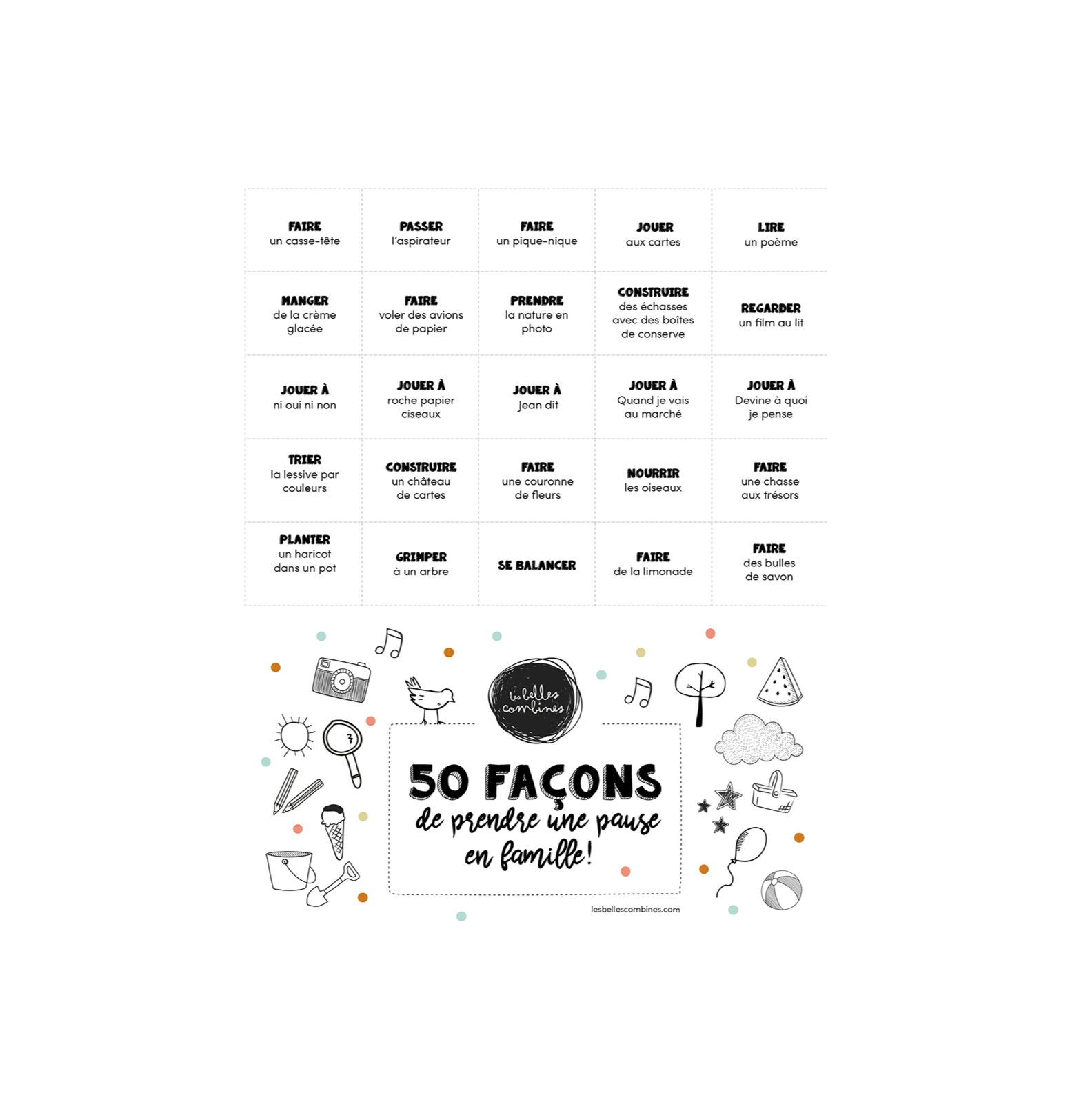 50 façons de prendre une pause en famille