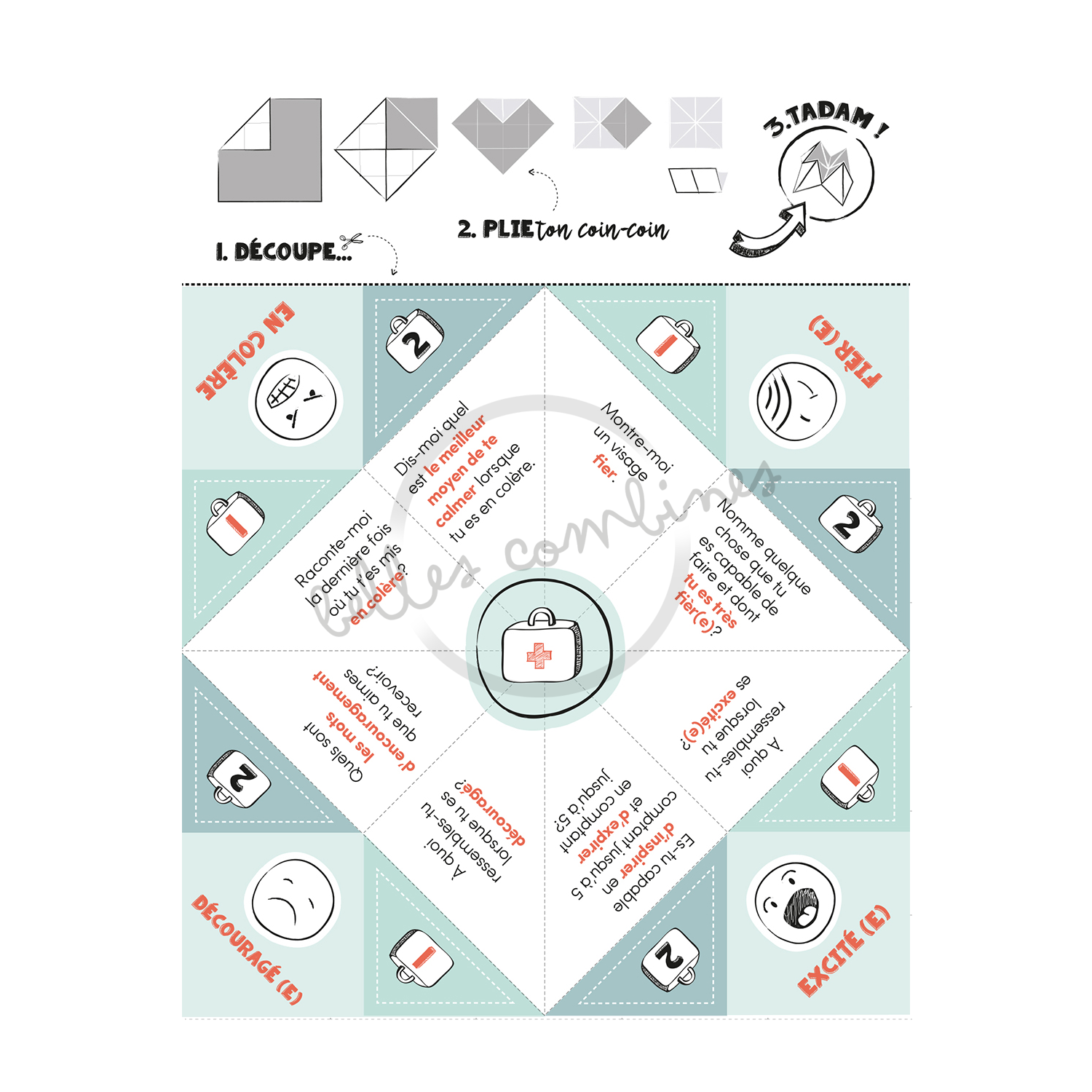 Version française du coin-coin des émotions à imprimer Les Belles Combines