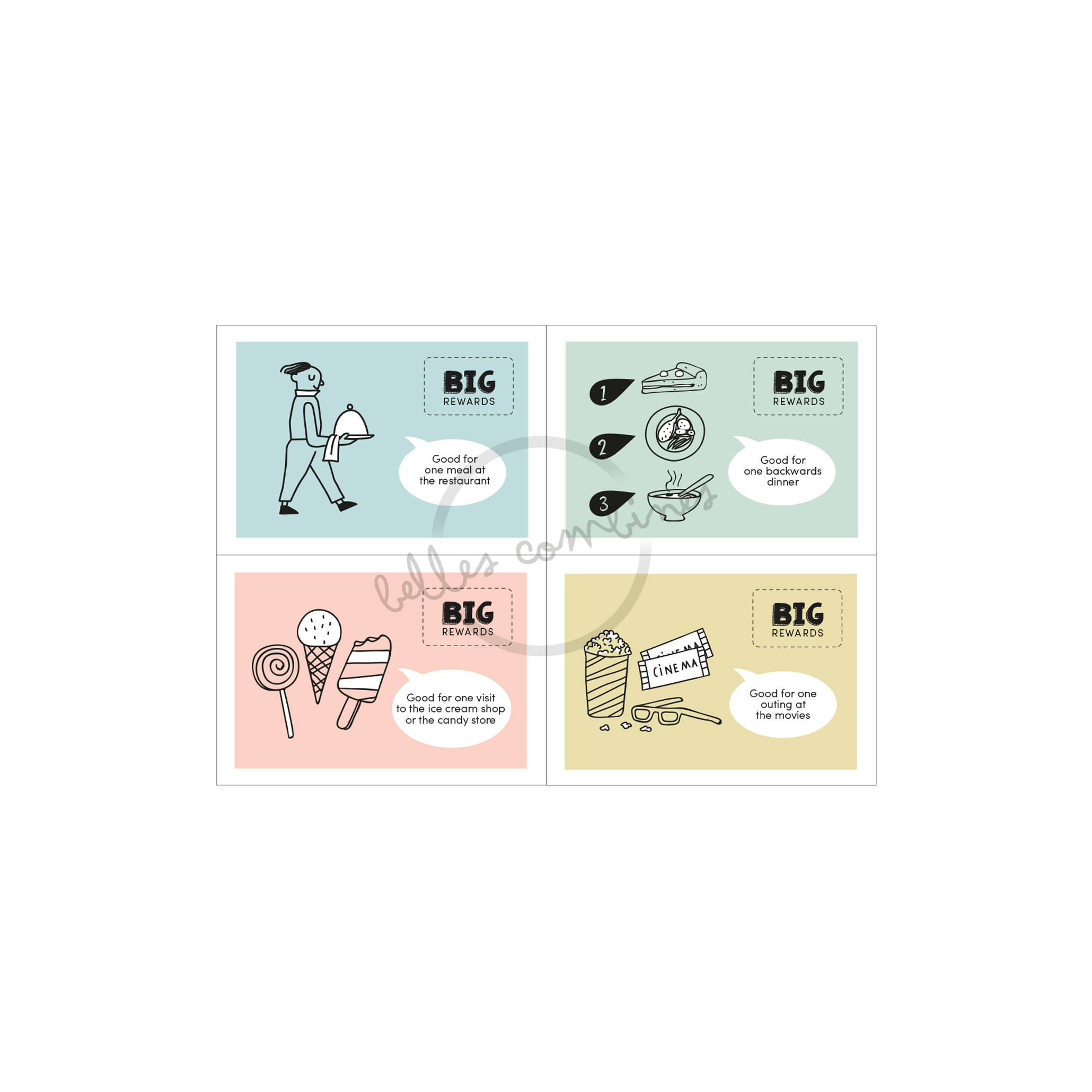 English version of the big rewards coupons made by Les Belles Combines