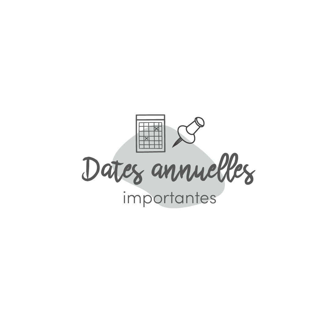 Feuille de dates importantes annuelles