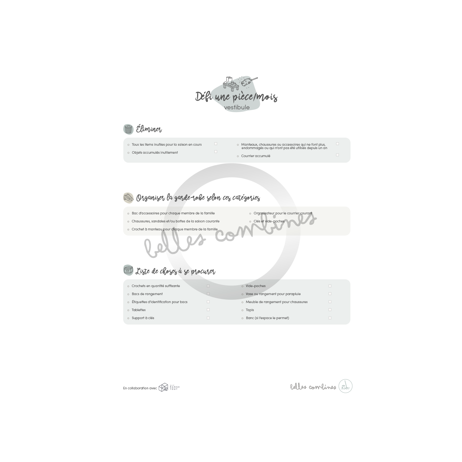 1 piece/month vestibule challenge