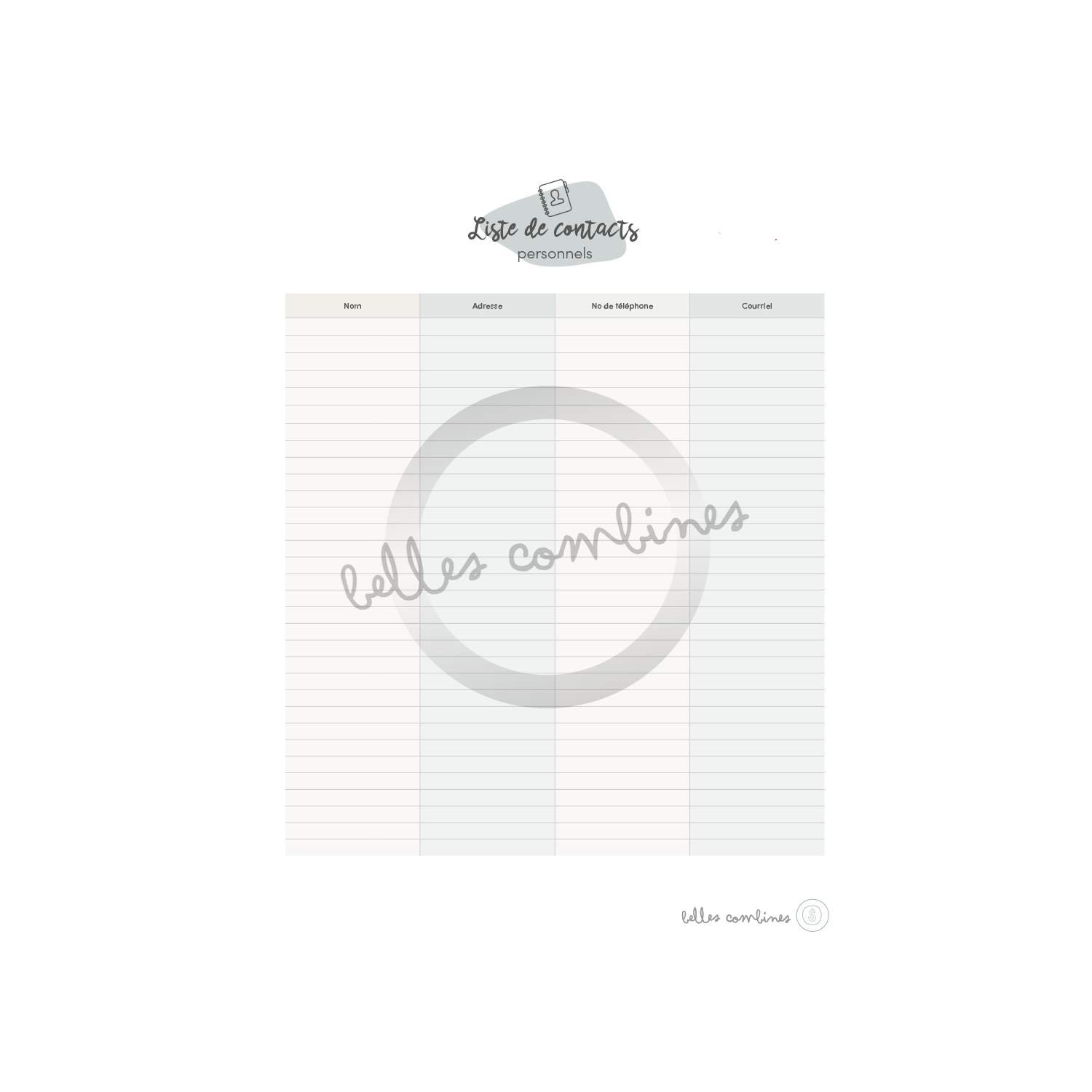 Liste de contacts personnels