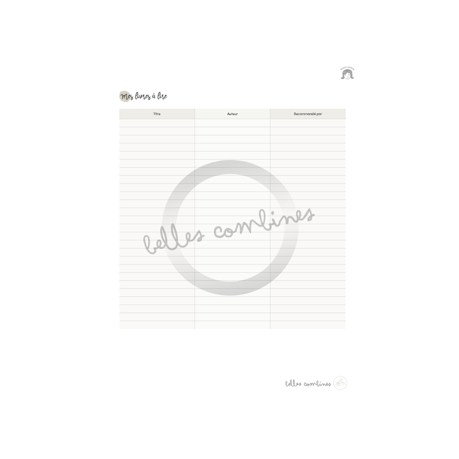 Reading tracking - Parents