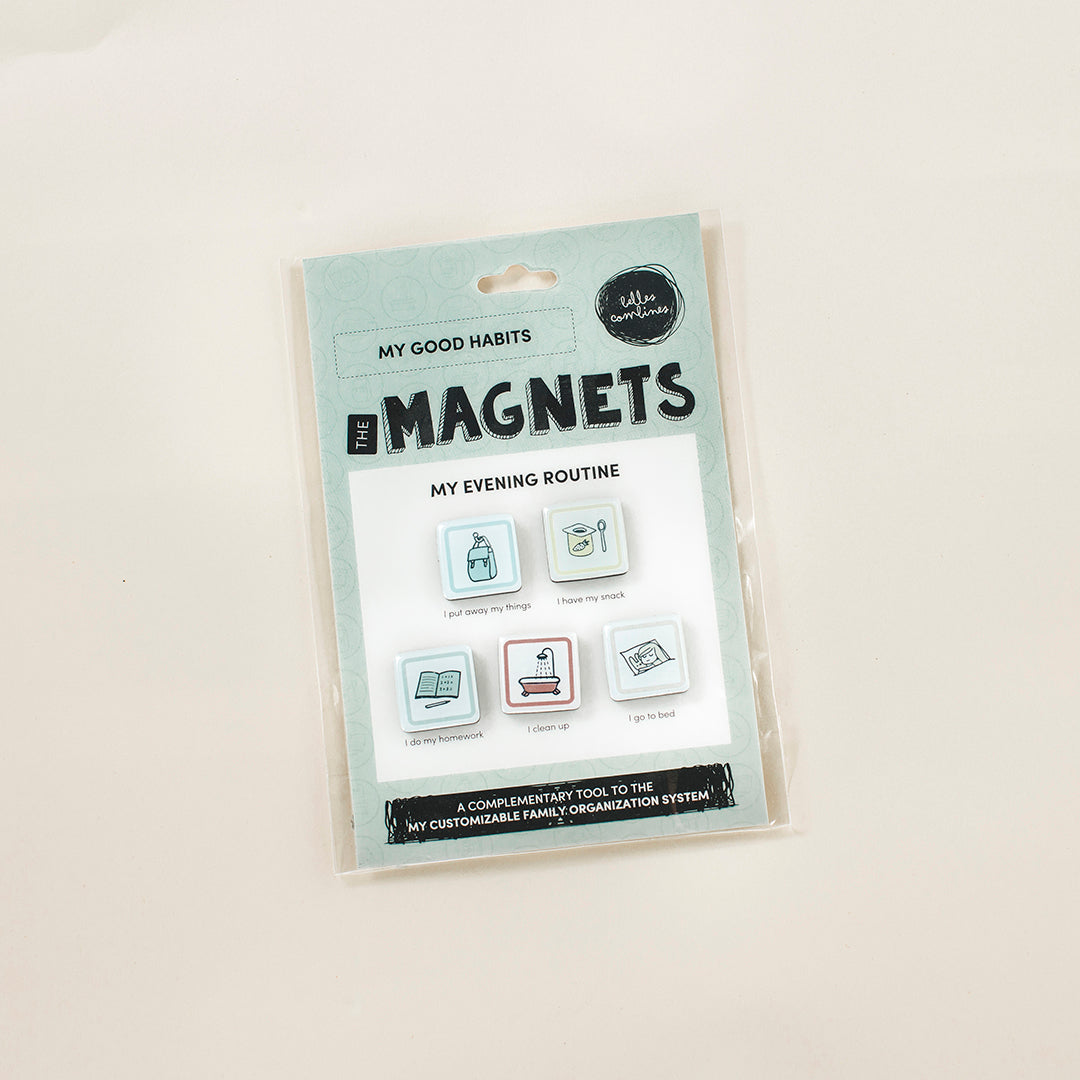 English version of the evening routine magnets by Les Belles Combines