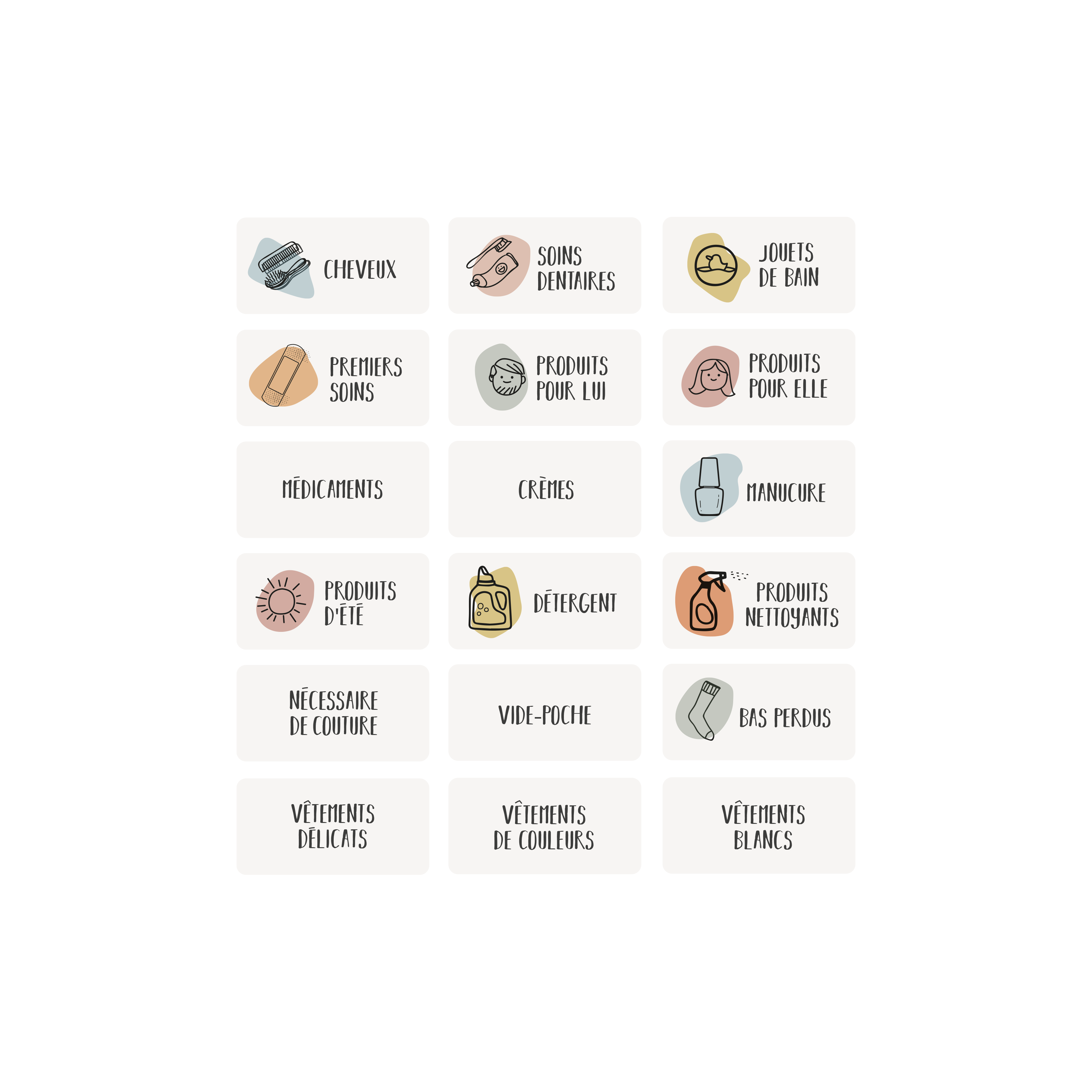 Aperçu des étiquettes de rangement pour la salle de bain style épices Les Belles Combines