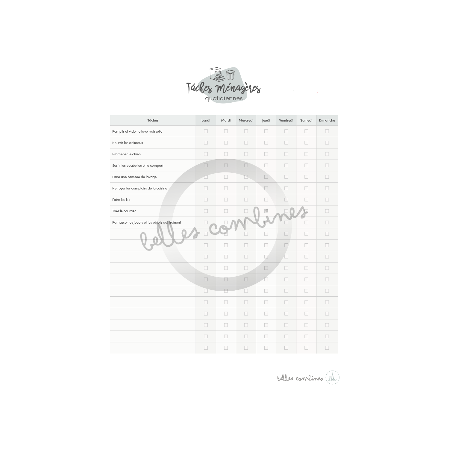 Checklist of daily tasks