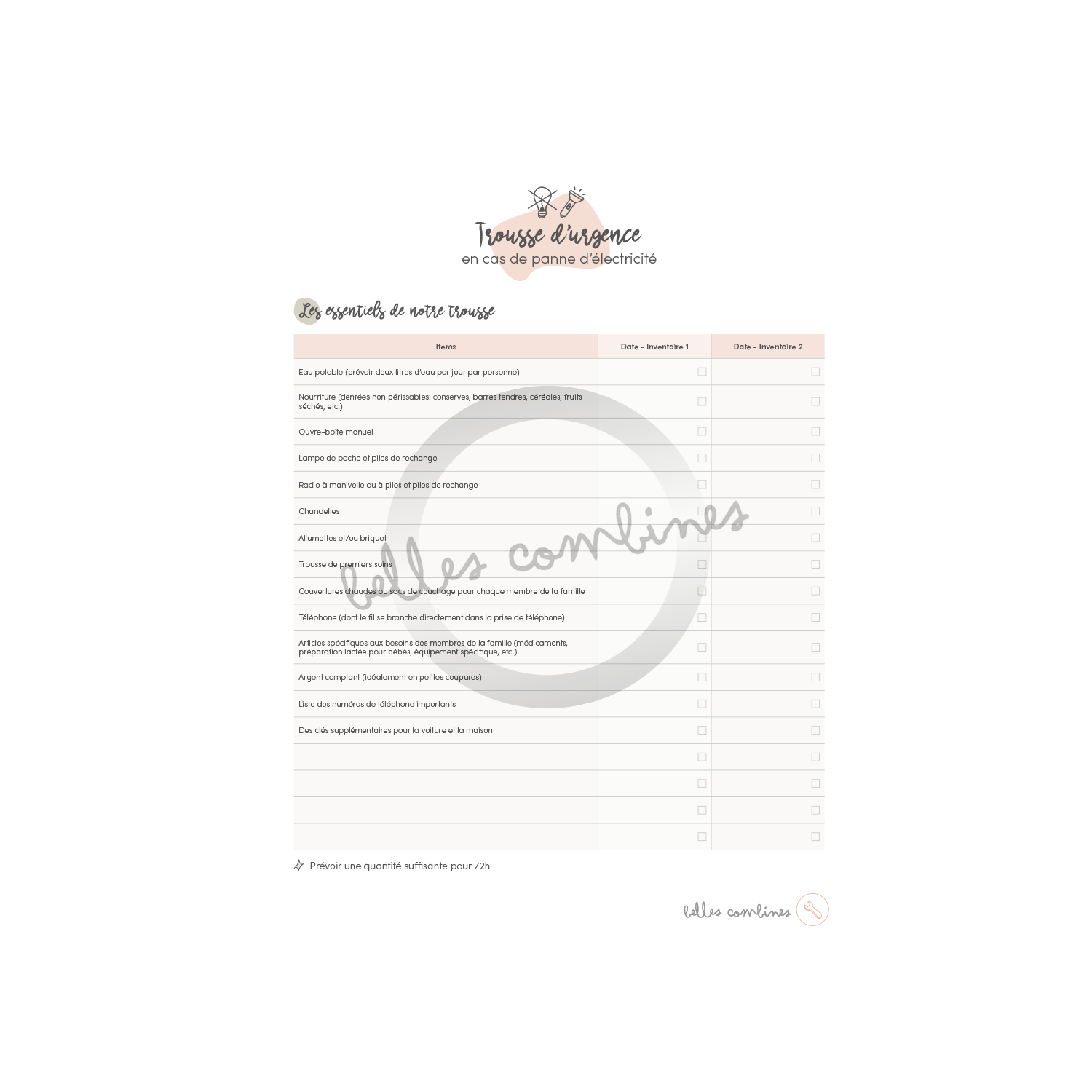 Our emergency kit in case of power failure