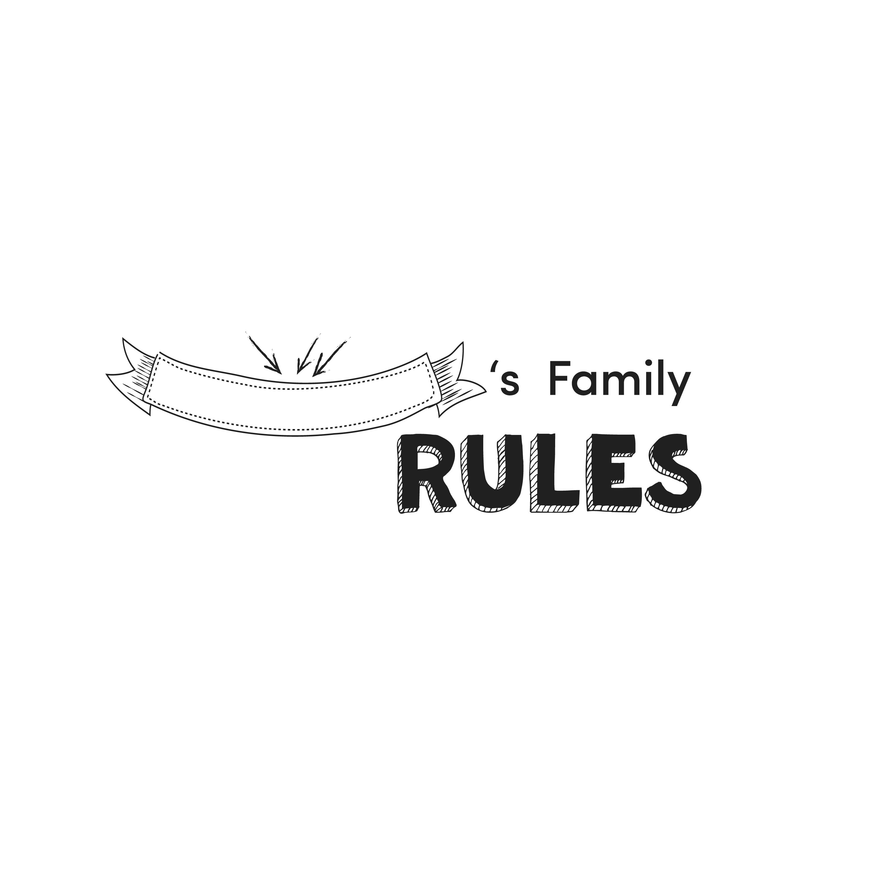 English version of the logo of the Family rules poster made by Les Belles Combines