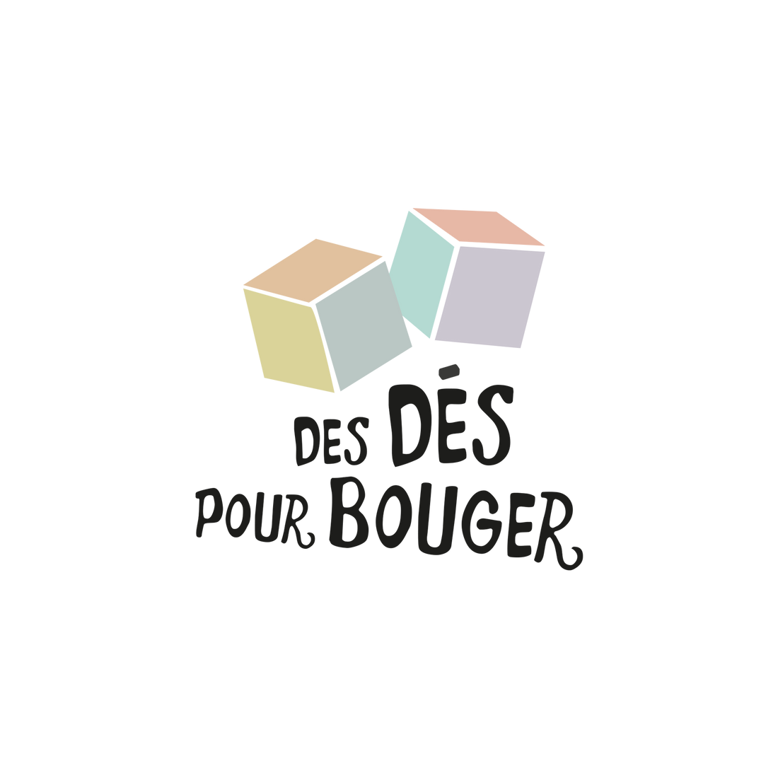 Version française du logo de la petite combine à télécharger et imprimer Des dés pour bouger Les Belles Combines