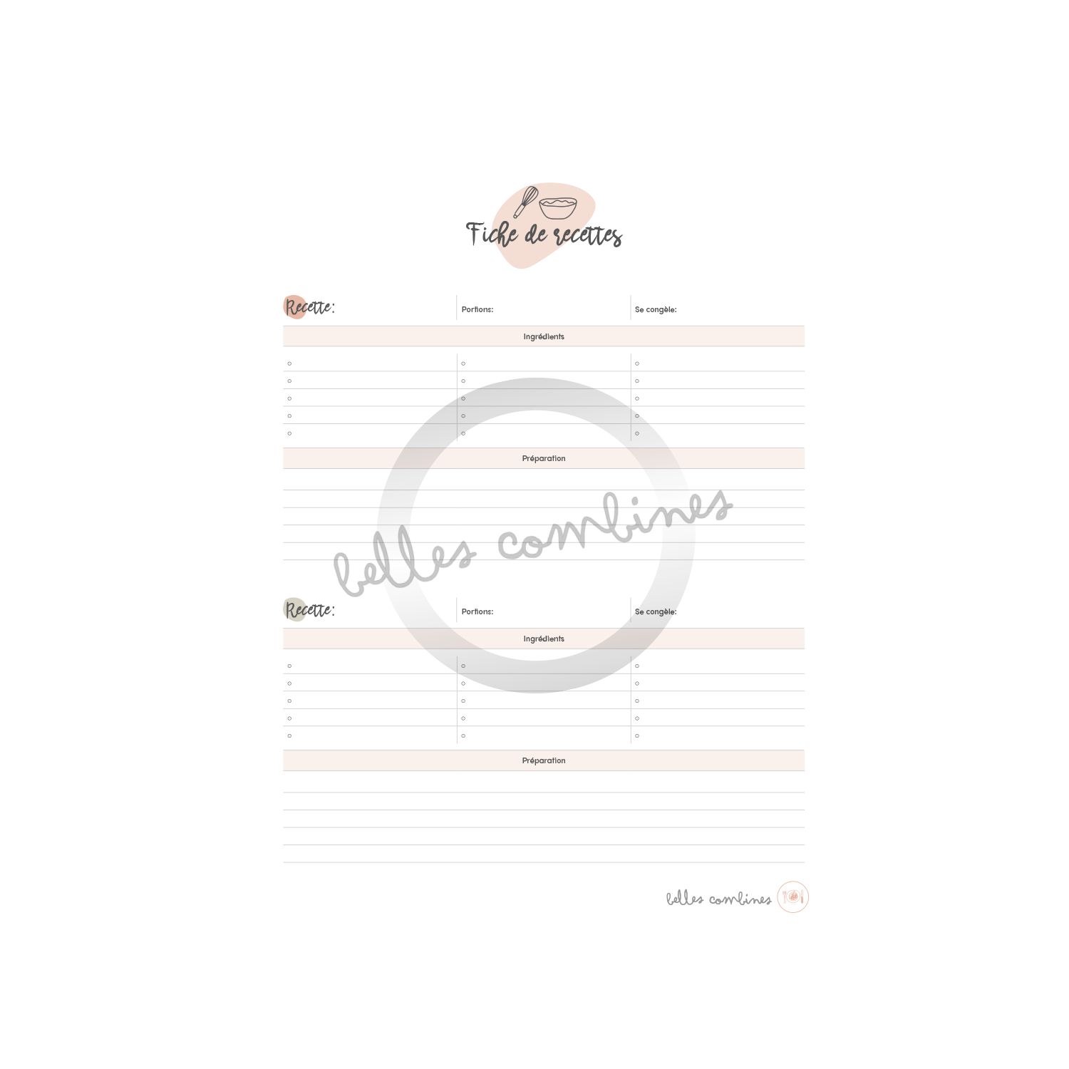 Fiche de recette