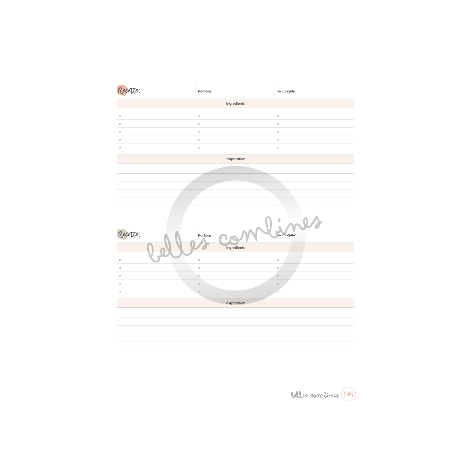 Fiche de recette