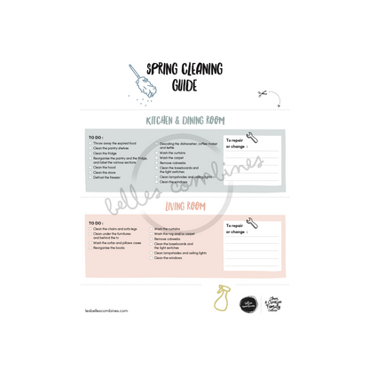 English version of the spring cleaning guide to print made by Les Belles Combines