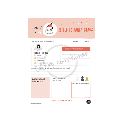 English version of the letter to Santa Claus to print made by Les Belles Combines