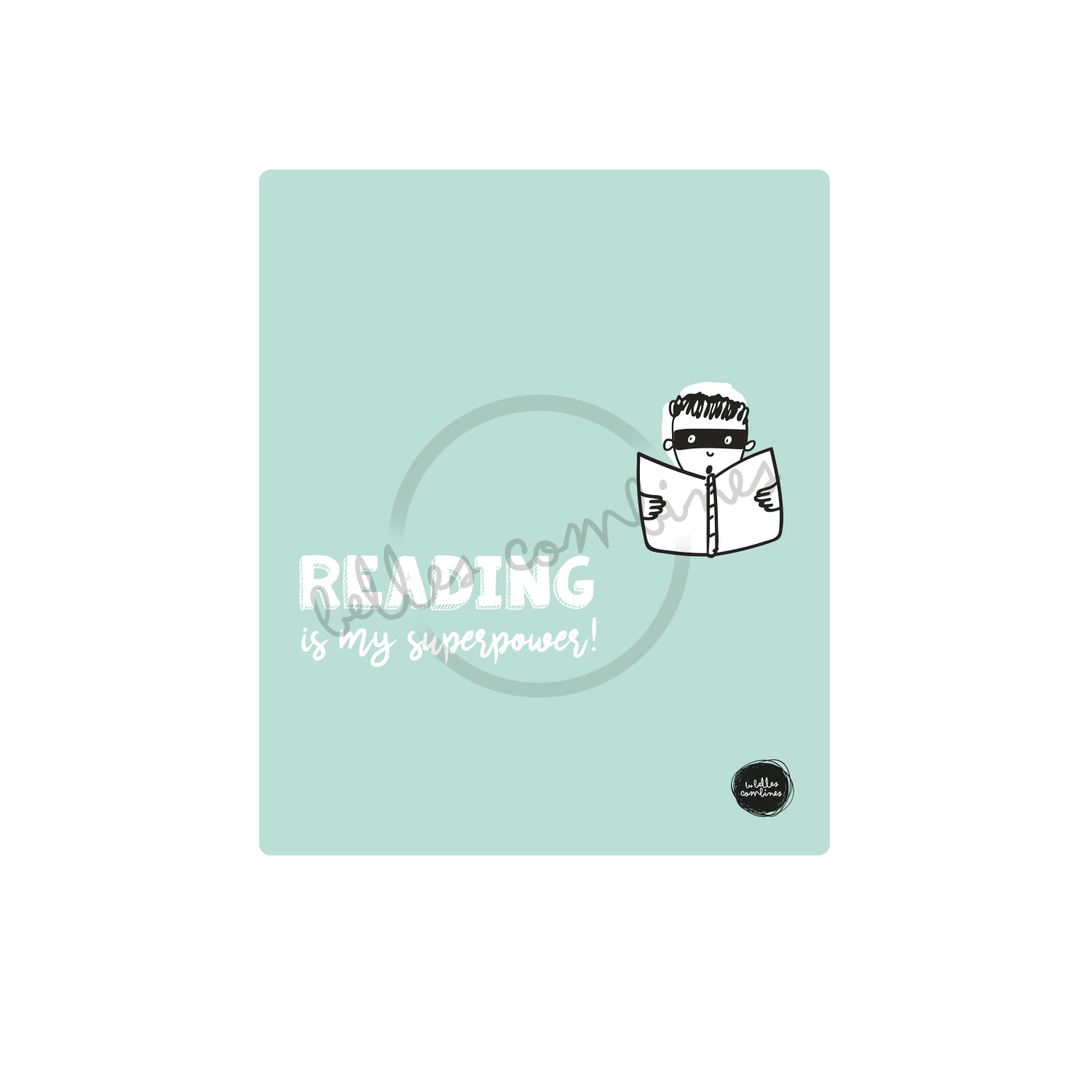 English version of the cover of Reading is my superpower book made by Les Belles Combines