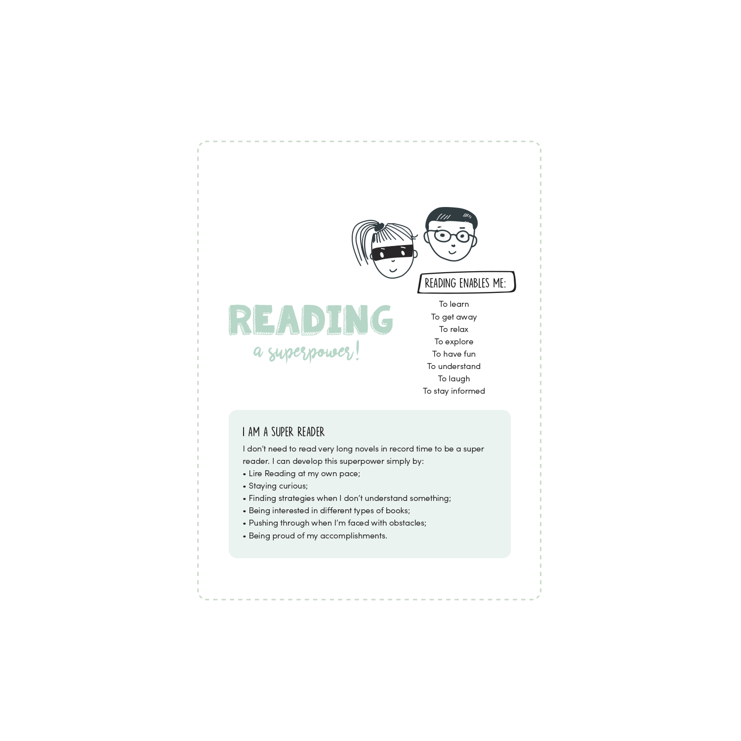 English version of the Reading a superpower document made by Les Belles Combines