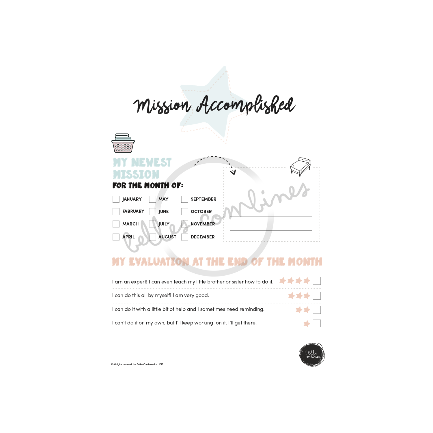 English version of the Mission Accomplished document to print made by Les Belles Combines