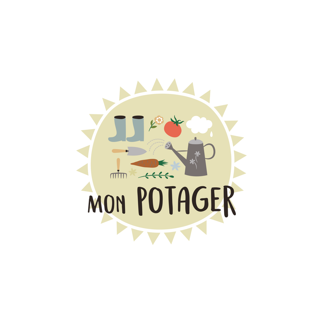 Version française du logo de la petite combine à imprimer Mon potager par Les Belles Combines