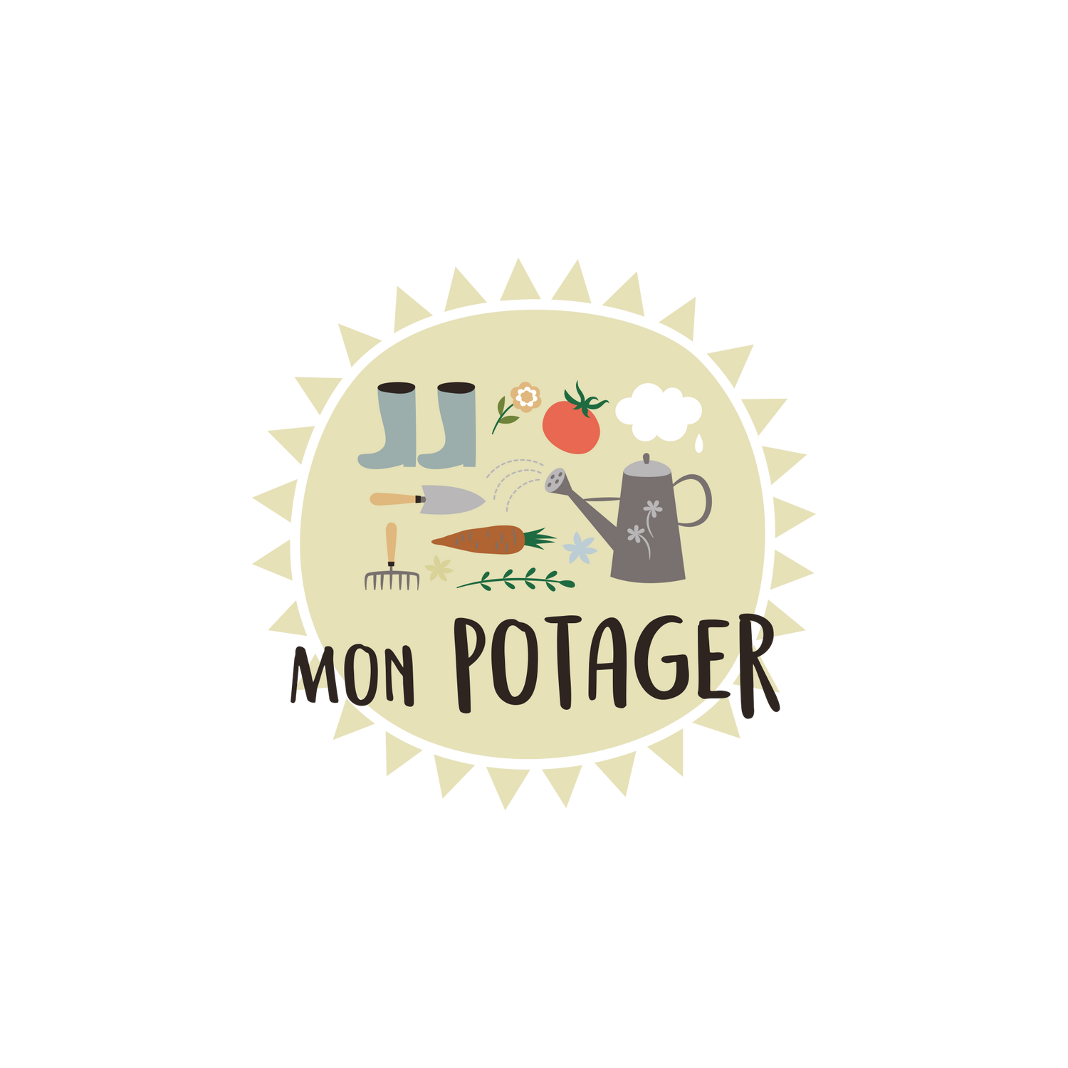 Version française du logo de la petite combine à imprimer Mon potager par Les Belles Combines