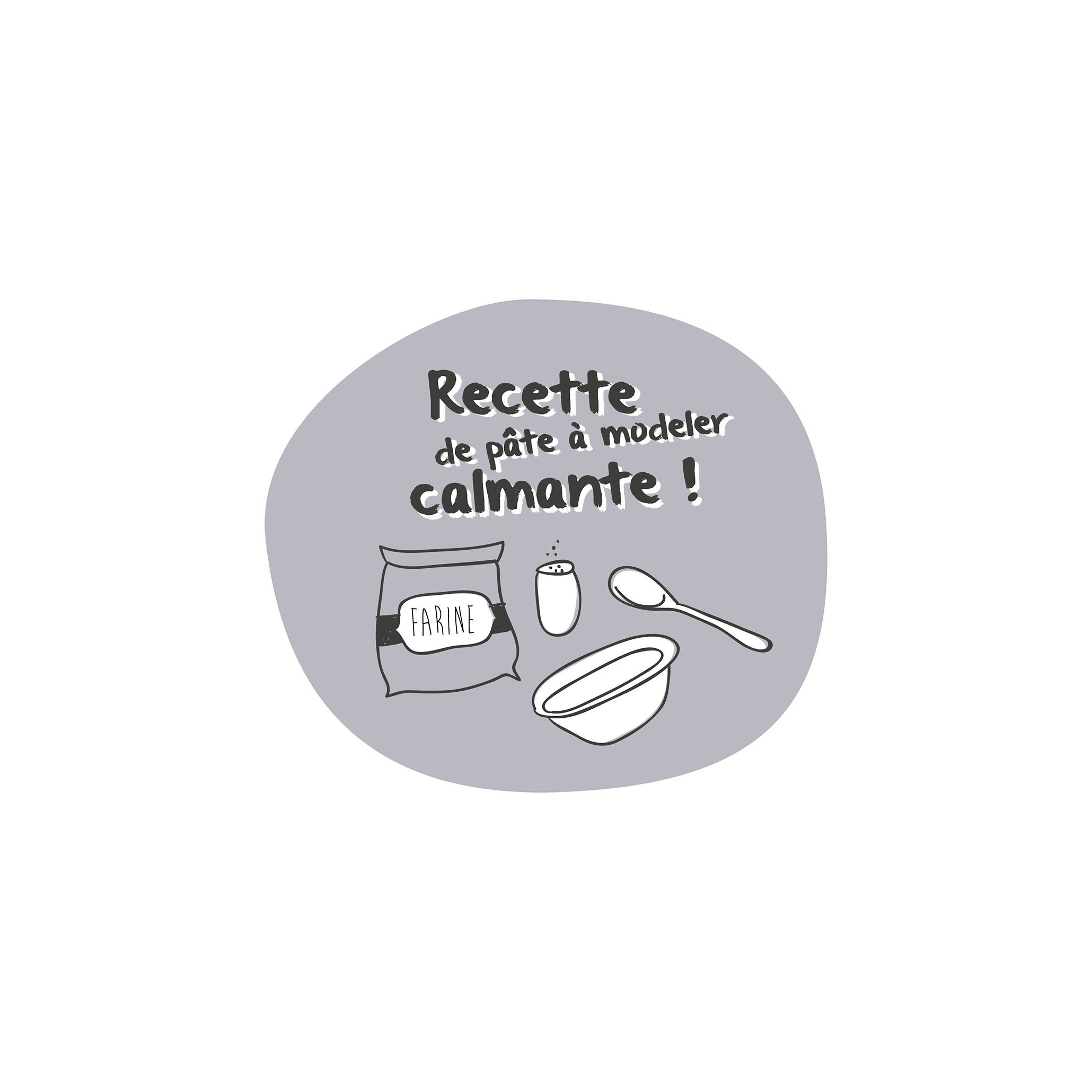 Version française du logo de la recette de pâte à modeler calmante à imprimer Les Belles Combines
