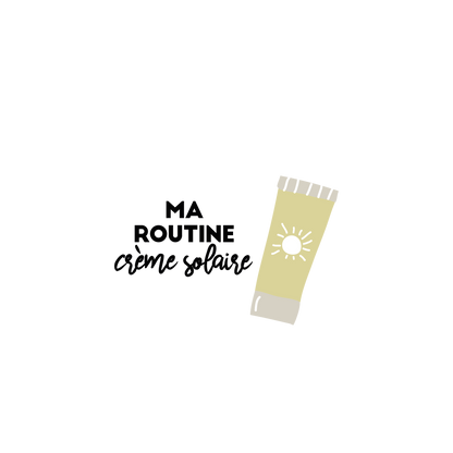 Version française du logo de la petite combine Ma routine crème solaire à imprimer Les Belles Combines